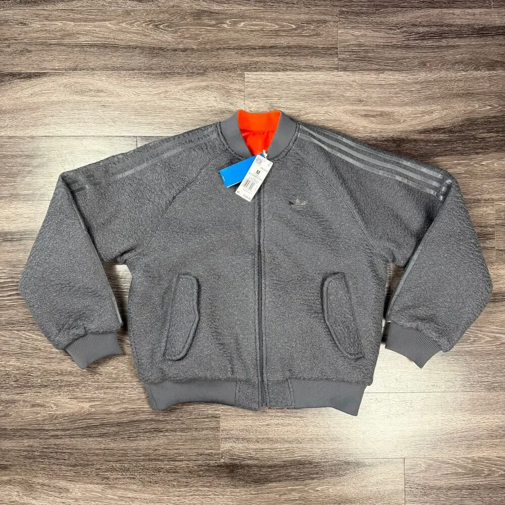 Adidas Reversible Superstar Bomber Jacket Gray Orange Men’s M KR7618 New w Tags